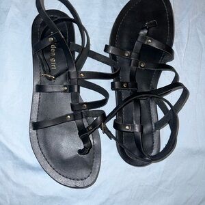 Madden Girl Black Flat Sandals